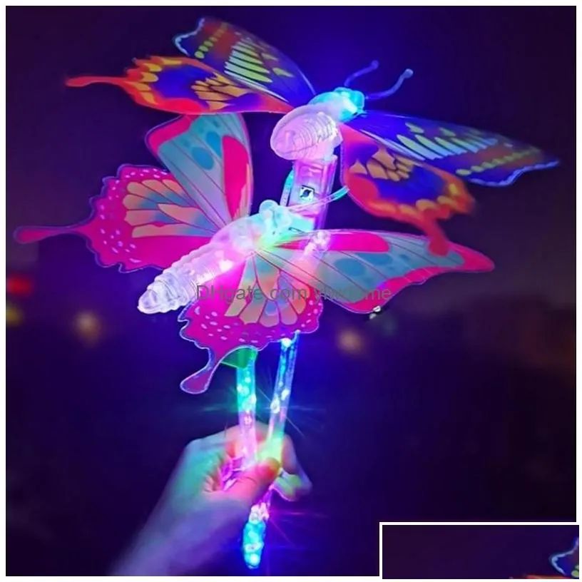 Led Light Sticks 1Pc Kids Colorf Glowing Flashing Heart Star Butterfly Girls Princess Fairy Wands Party Cosplay Props Up Toy Drop Deli
