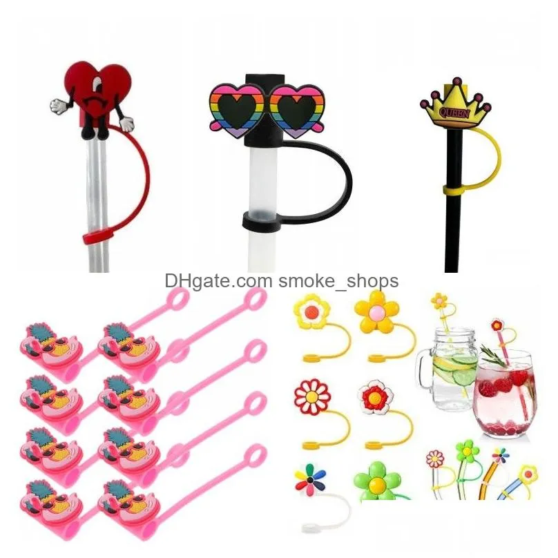 custom medical supplies silicone straw toppers accessories cover charms reusable splash proof drinking dust plug decorative 8mm