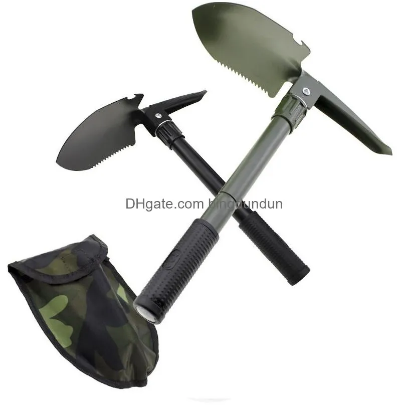 Spade & Shovel Mtifunctional Folding Survival Carbon Steel Military Style Entrenching Tool Garden Off Road Cam Beach Digging Dirt Sand Dhn9I