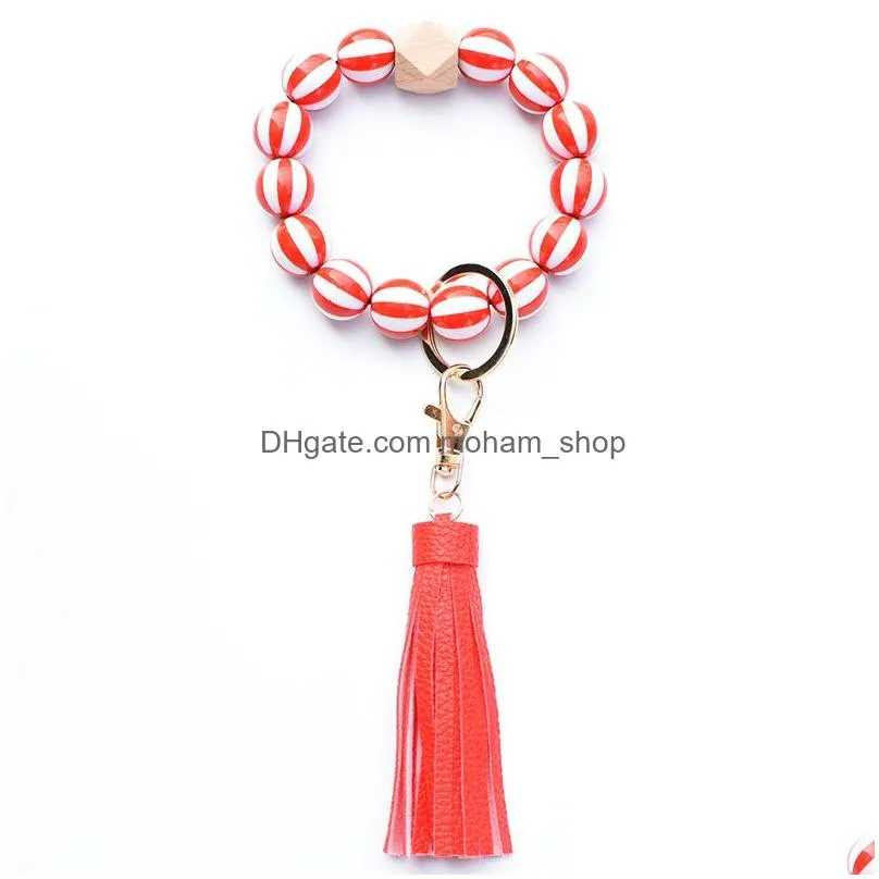 creative american flag bead bracelet keychain patriotic day 4th of july party wristband key ring