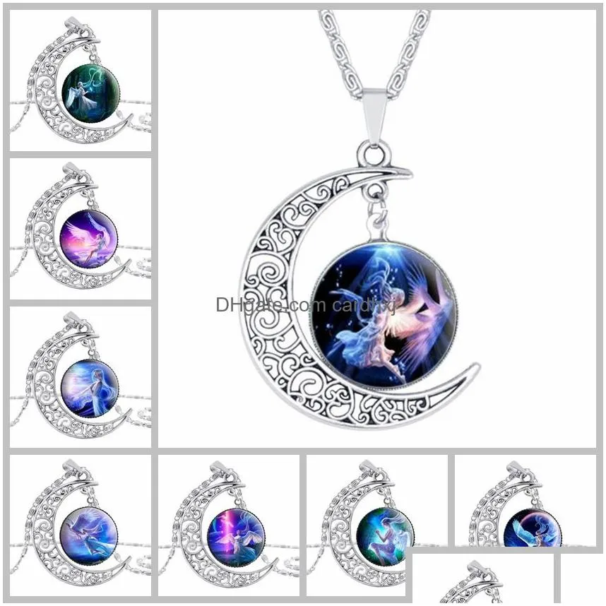 Pendant Necklaces 64 Styles Sier Moonstone Necklace Owl Flower Tree Of Life Cabochon Glass Charms Moon And Star For Women Fashion Drop Dhrdx