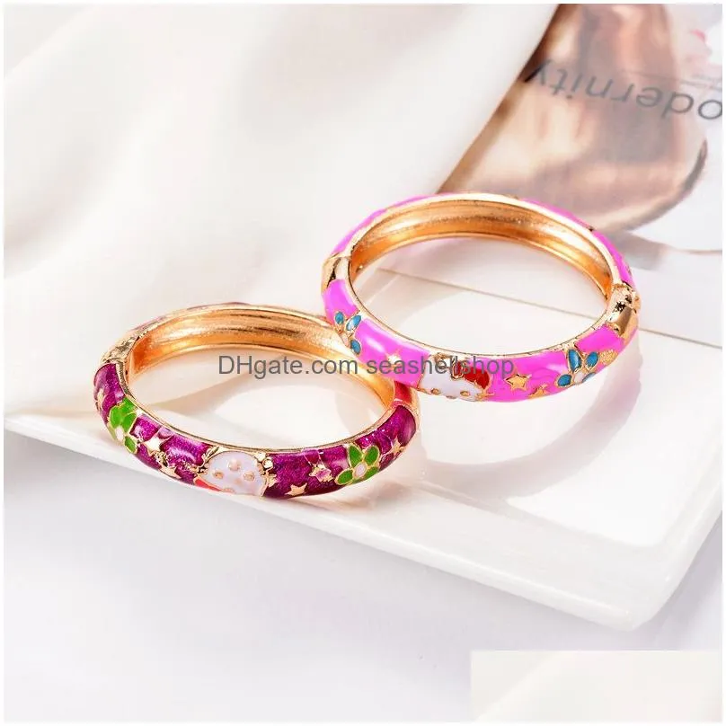 Bangle 24Pcs Old Beijing Cloisonne Bracelet Retro Ornaments Ethnic Style Children Simple Womens Jewelry Gift Fashion Drop Delivery Br Dhavs