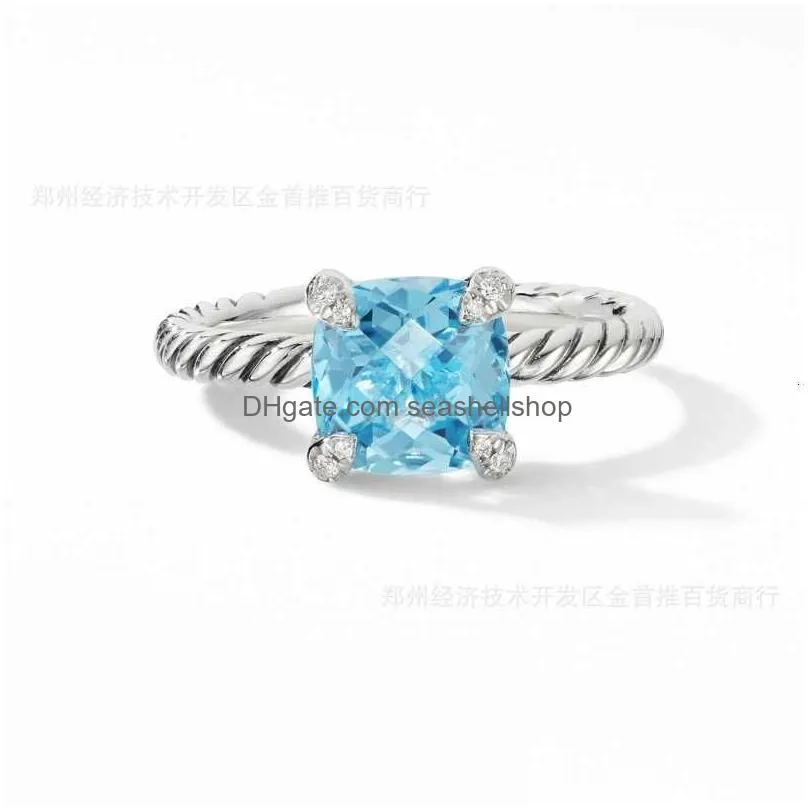 Band Rings Sterling Zircon Jewelry Designer Sier Ring For Button Drop Delivery Dhadp