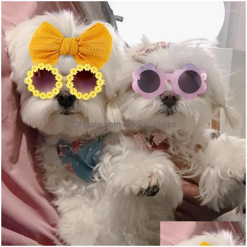 dog apparel 2pcs pet sunglasses headband set fashion cat bow hairband glasses grooming party pography props hair accessories
