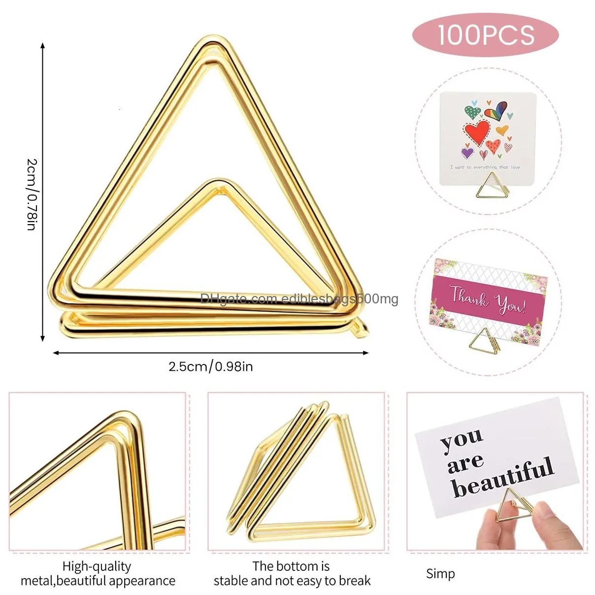 other event party supplies 100pcs table card holder triangle shape card stand clip mini metal po picture table number holder wedding table decoration