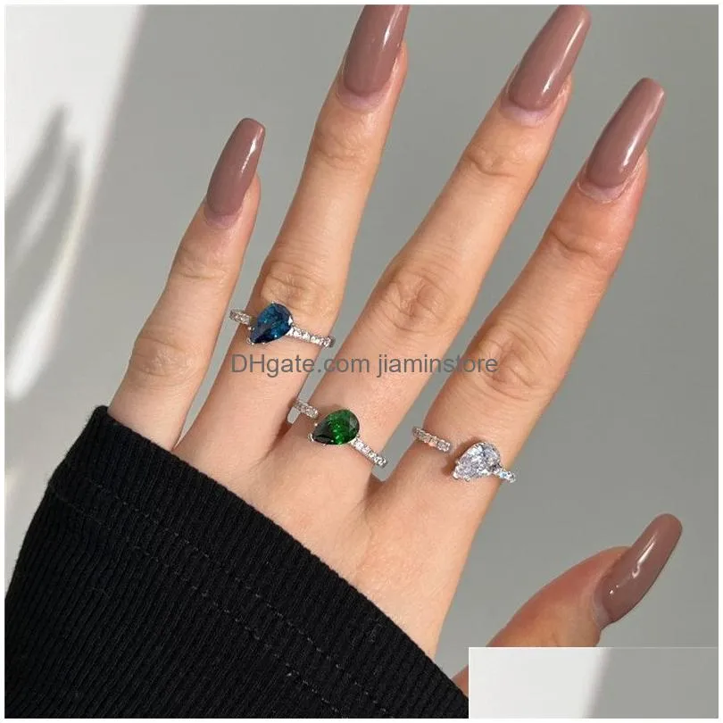 Band Rings 1Ct Pear Diamond Designer Ring For Woman 925 Sterling Sier Green 5A Zirconia Luxury Jewelry Daily Outfit Friend Love Women Dhjg4
