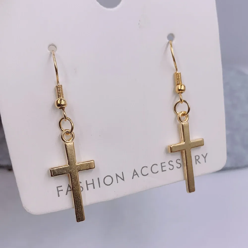 Fashion Cross Pendant Cartilage Drop Dangle Earrings Punk Jewelry For Cool Women Girl Friendship Gifts