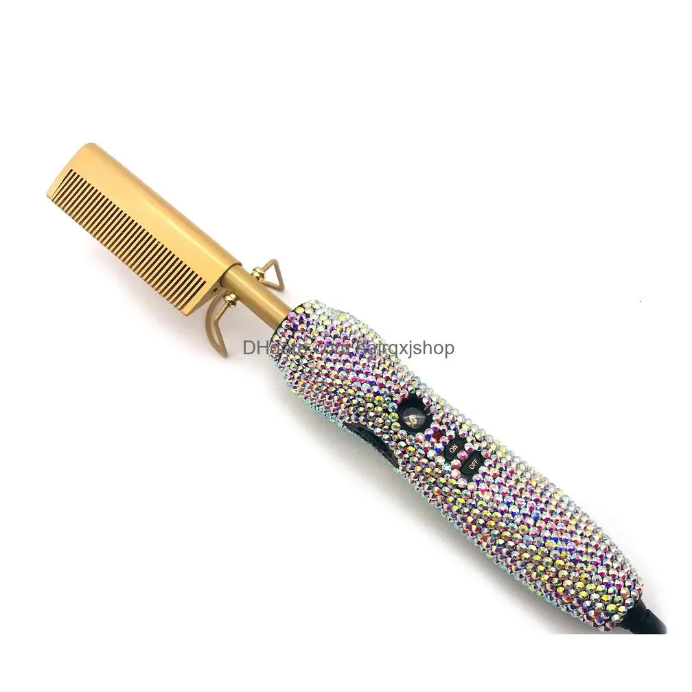 Hair Straighteners Crystal Comb Electric Heating For Wigs Pente Quente Peigne Chauffant Lisseur Cheveux Curler Styling Tools 221203 D Dhiyp