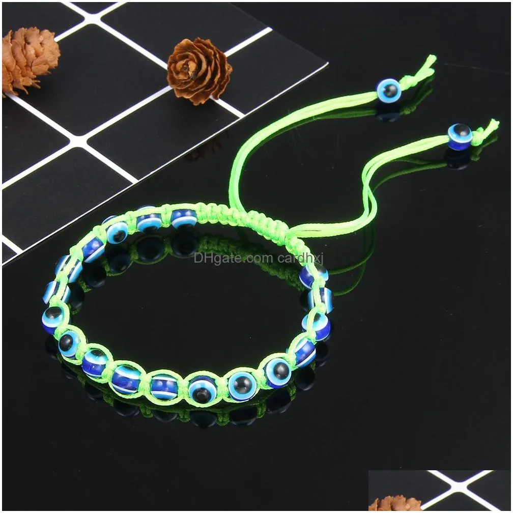 Charm Bracelets Handmade Turkey Blue Evil Eye For Women Braided String Rope Fatima Beads Chain Bangle Fashion Jewelry Gift Drop Deliv Dhfce