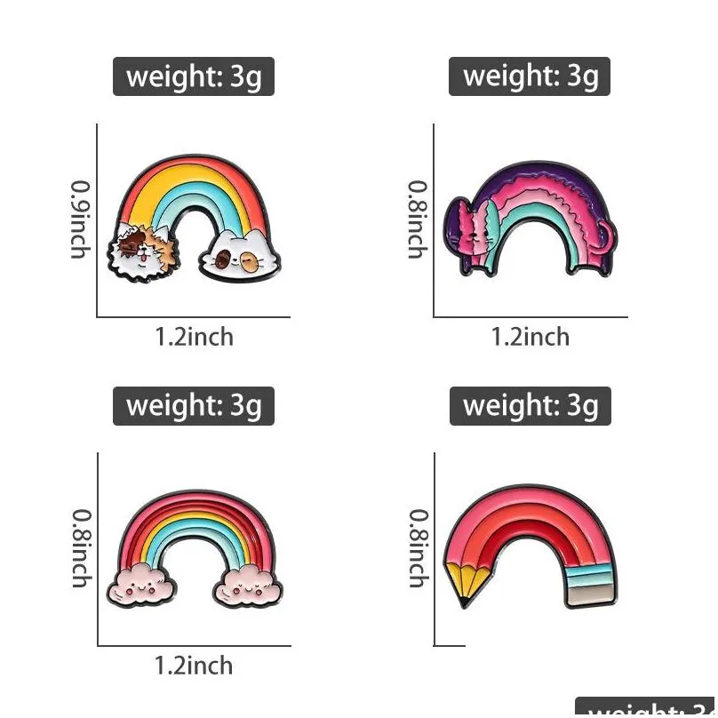 Pins, Brooches Pin For Women Kids Birthday Gift Backpack Crafts Dress Decor Fashion Jewelry Cartoon Animal Rainbow Cat Wholesale Broo Dhifc