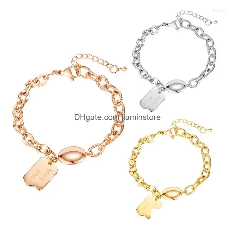 Chain Link Bracelets Classic Stainless Steel Good Luck Charm Bracelet For Women Elegent Adjustable Mother Daughter Jewelry Drop Deliv Dhdwe