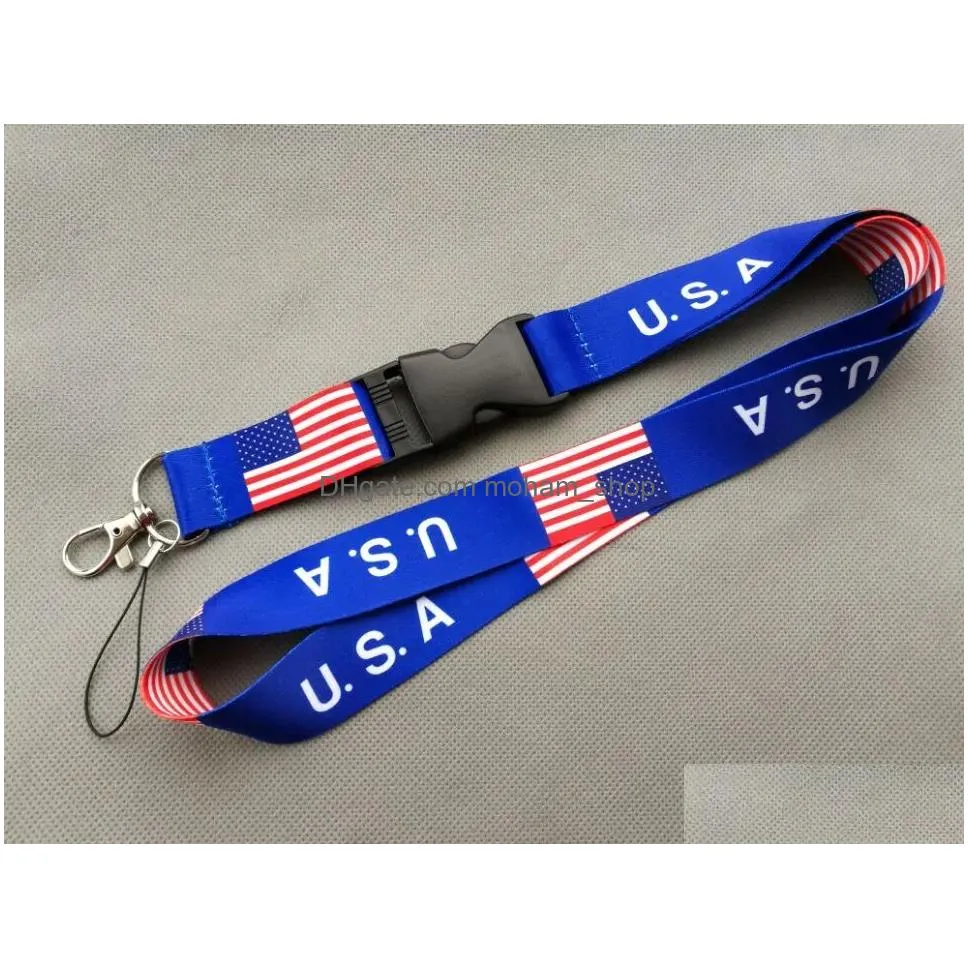 trump u.s.a removable flag of the united states key chains badge pendant party gift moble phone lanyard