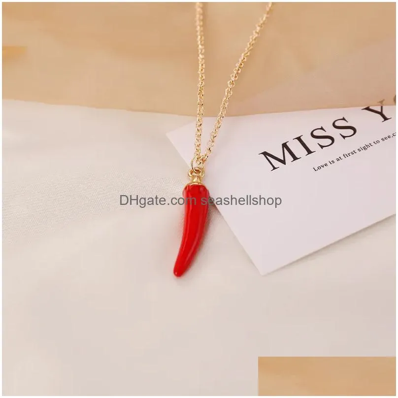 Pendant Necklaces Womens Fashion Necklace Jewelry Love Red Pepper Lip Female Creative Chain Rope Accessories Gift Lady Drop Delivery P Dhfqx