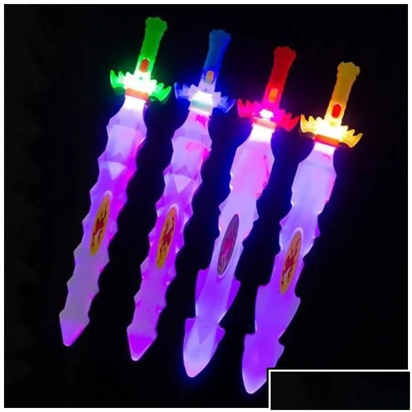 Led Swords/Guns 8 Pcs Luminous Swords Toys Kids Light Up Flashing Wands Sticks Party Plaything Prop Cosplay Boy Toy Outdoor Fun Drop