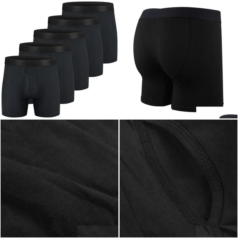 Underpants 5 Pack Mens Boxer Briefs Cotton Underwear 6 No Ride Up Regular Stretch Elastic Wide Band Boxer Briefs 230317