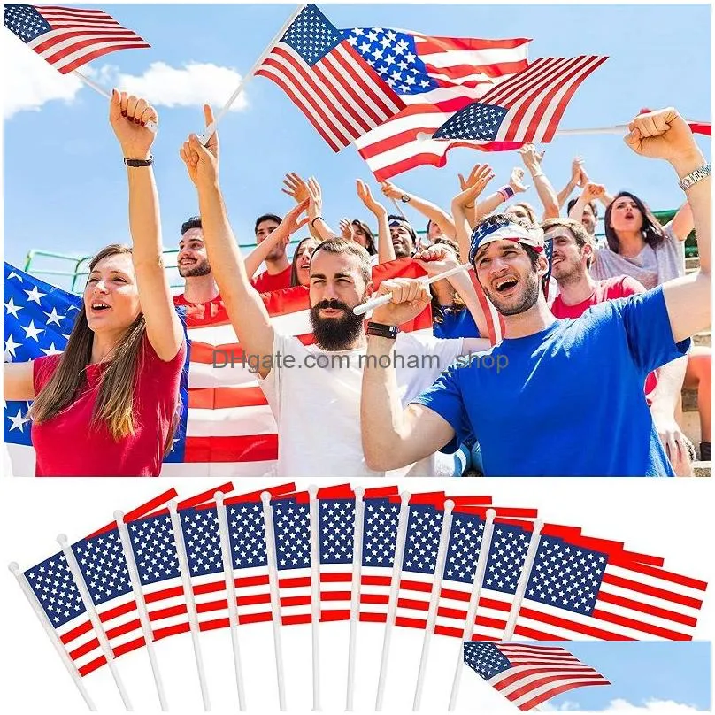 hand led american flags 4th of july independence day usa banner patriotic days parade party flag with lights s