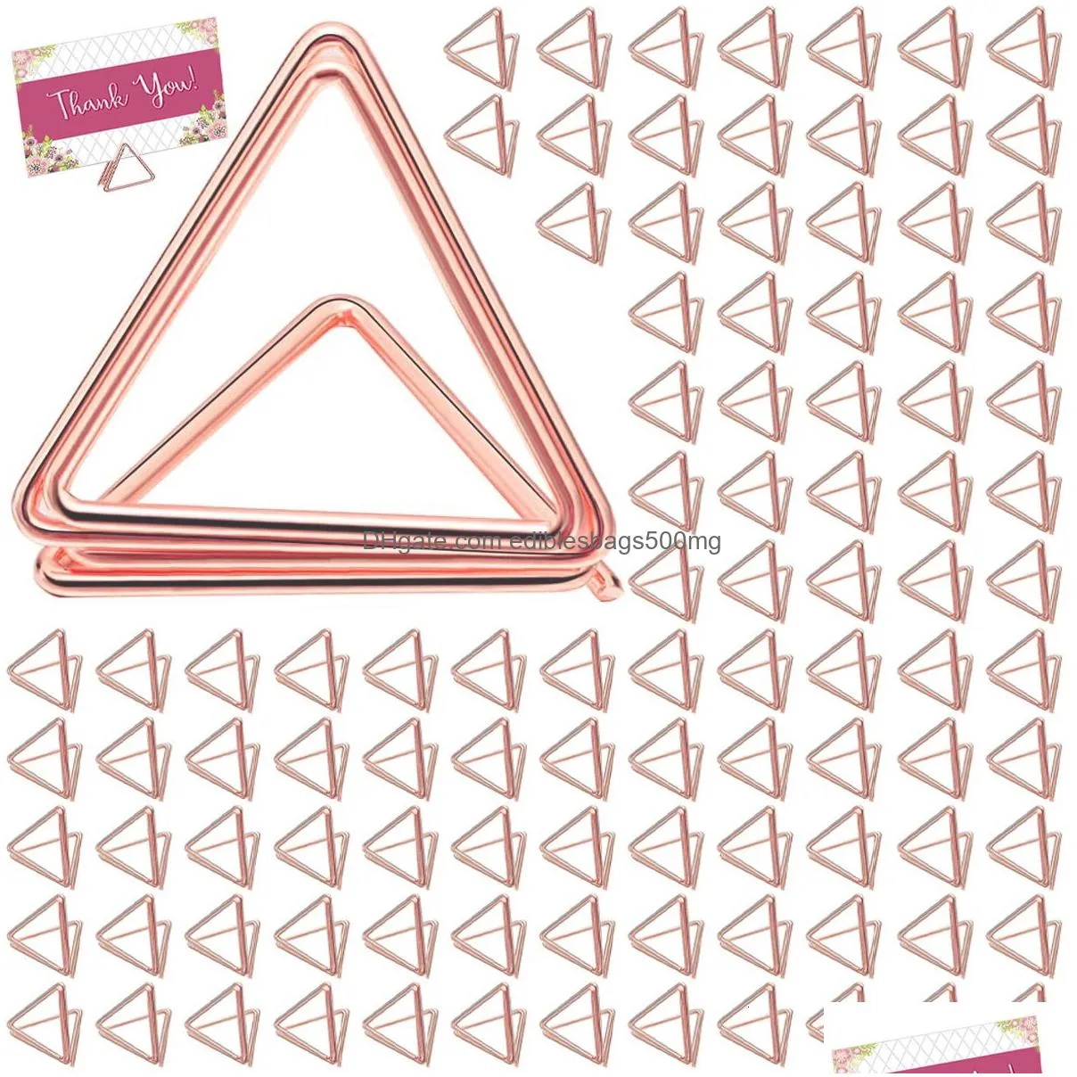 other event party supplies 100pcs table card holder triangle shape card stand clip mini metal po picture table number holder wedding table decoration