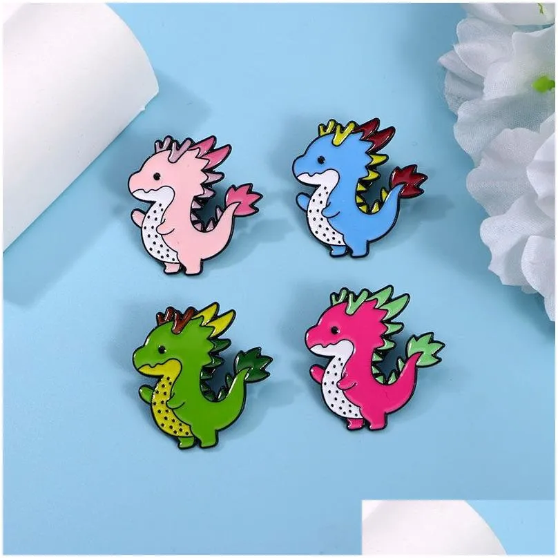 Pins, Brooches Pin For Women Kids Backpack Crafts Dress Decor Metal Funny Cartoon Animal Dinosaur Fashion Jewelry Wholesale Brooch Pi Dh1Ef