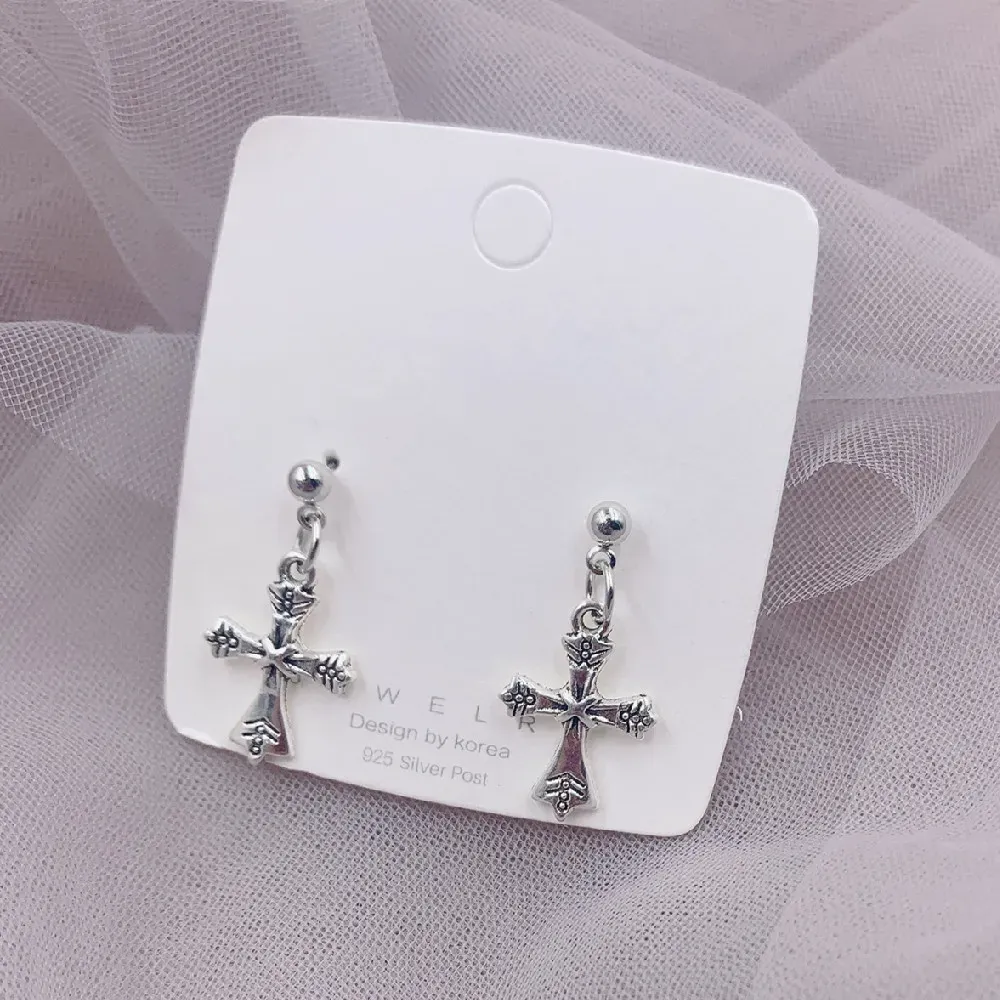 Fashion Cross Pendant Cartilage Drop Dangle Earrings Punk Jewelry For Cool Women Girl Friendship Gifts
