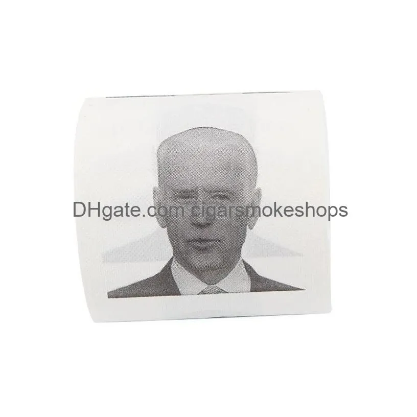 Tissue Boxes & Napkins New Novelty Joe Biden Toilet Paper Roll Funny Humour Gag Gifts Kitchen Bathroom Wood Pp Printed Toilets Papers Dht0F