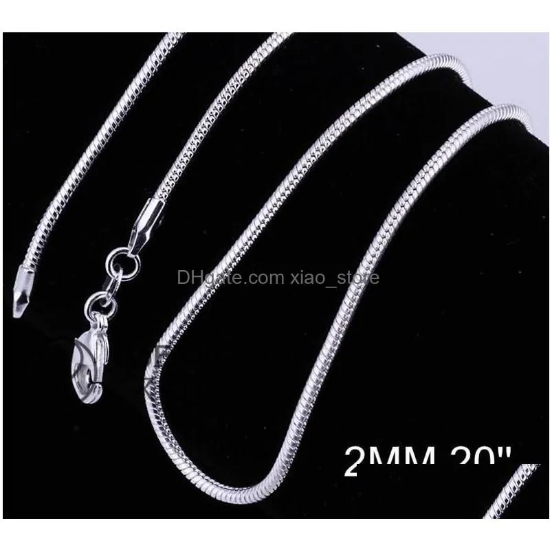 2mm 925 sterling silver snake chain necklace 16 18 20 22 24 inch chains designer sailormoon goth sister whale necklace jewelry wholesale factory