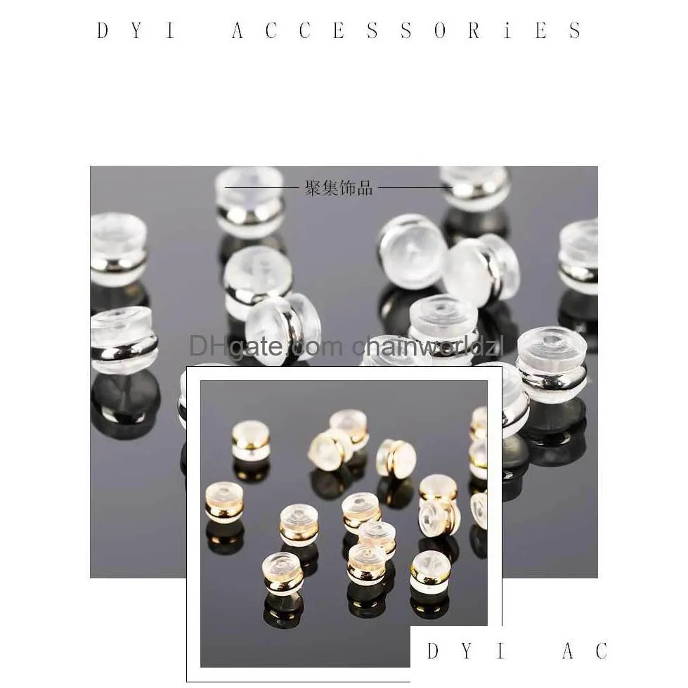 Earring Back 50Pcs/Bag Round Sile Earplugs Stud Backs Support Plug Earrings Jewelry Accessories Drop Delivery Findings Components Dhpbn