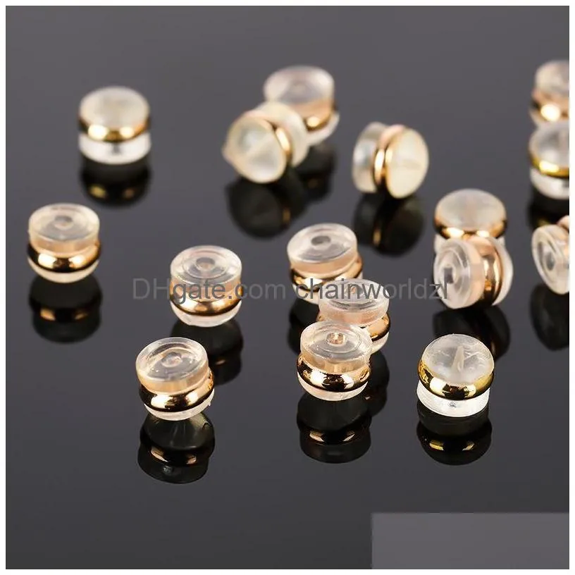 Earring Back 50Pcs/Bag Round Sile Earplugs Stud Backs Support Plug Earrings Jewelry Accessories Drop Delivery Findings Components Dhpbn