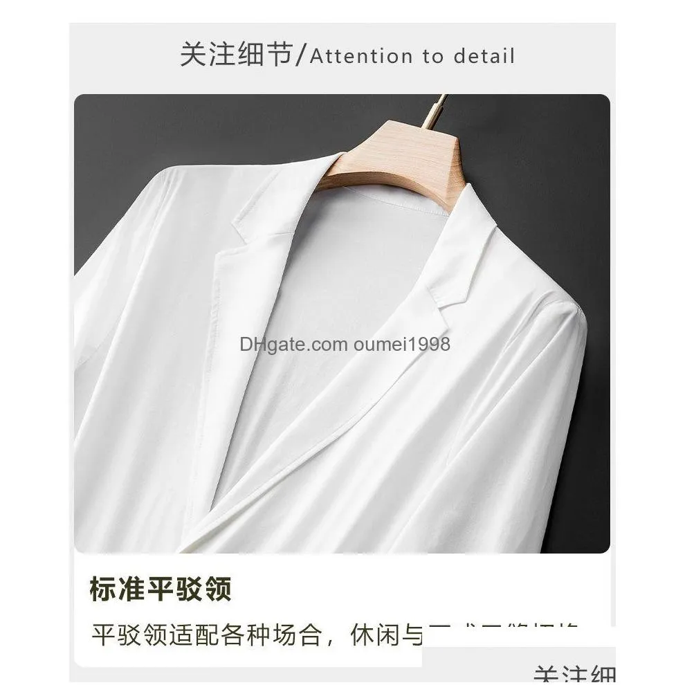 Men`S Suits & Blazers Large Size Fat Brother Spring Summer Thin Of Mens Ice Silk Seven-Point Sleeve Casual Suit Plus Jacket 140Kg Xl Dhuyl