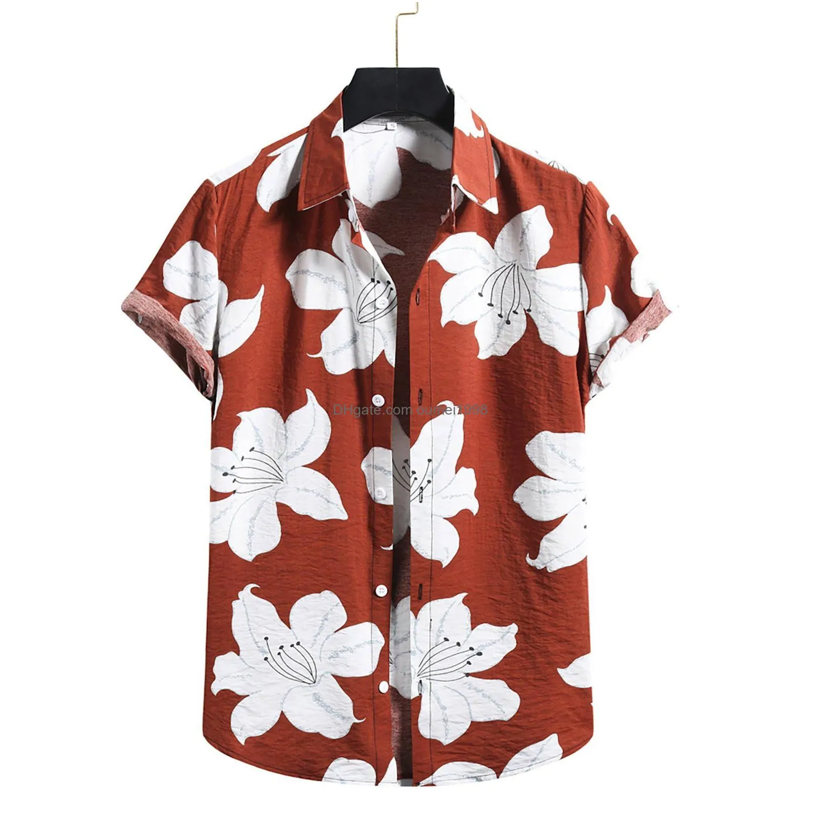 Men`S Dress Shirts Shirt For Mens Hawaiian Banana Fruit Casual 3D Printed Beach Short Sleeve Brand Imported Clothing Plus Size Street Dhv7T