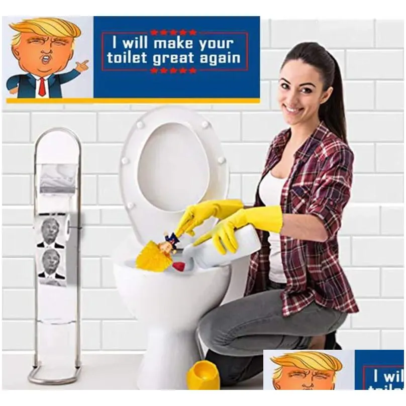 Donald Trump Toilet Brush Toilet Paper Bundle Funny Political Gag Novelty believe me make your toilet great again