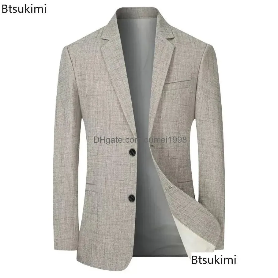 Men`S Suits & Blazers 2024 Mens Suit Jacket Casual Busin Slim Fitting Bazers Men Solid Minimalist Job Clothing Wedding Male 02Pj Drop Dhdrq