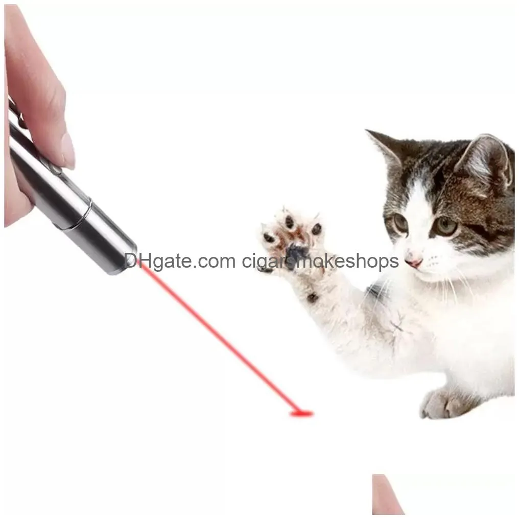 Cat Toys Usb Laser Light Led Pen Stainless Steel Mini Rechargeable Mti-Pattern 3 In 1 Pet Training Charging Drop Delivery Home Garden Dhpip