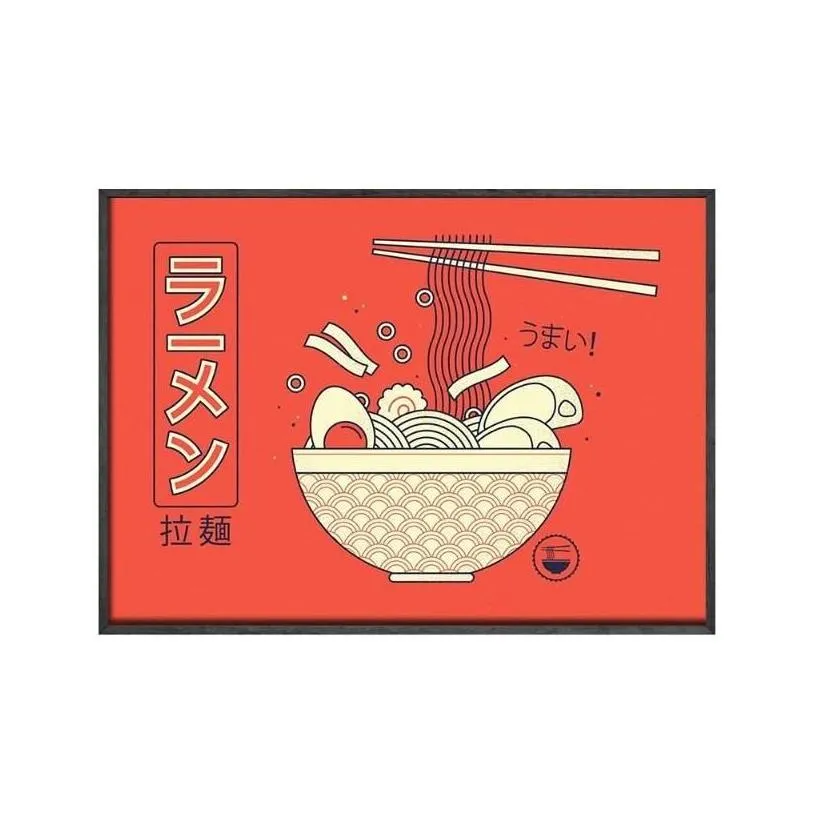 paintings ramen noodles with eggs canvas poster japanese vintage sushi food painting retro kitchen restaurant wall art decoration dr