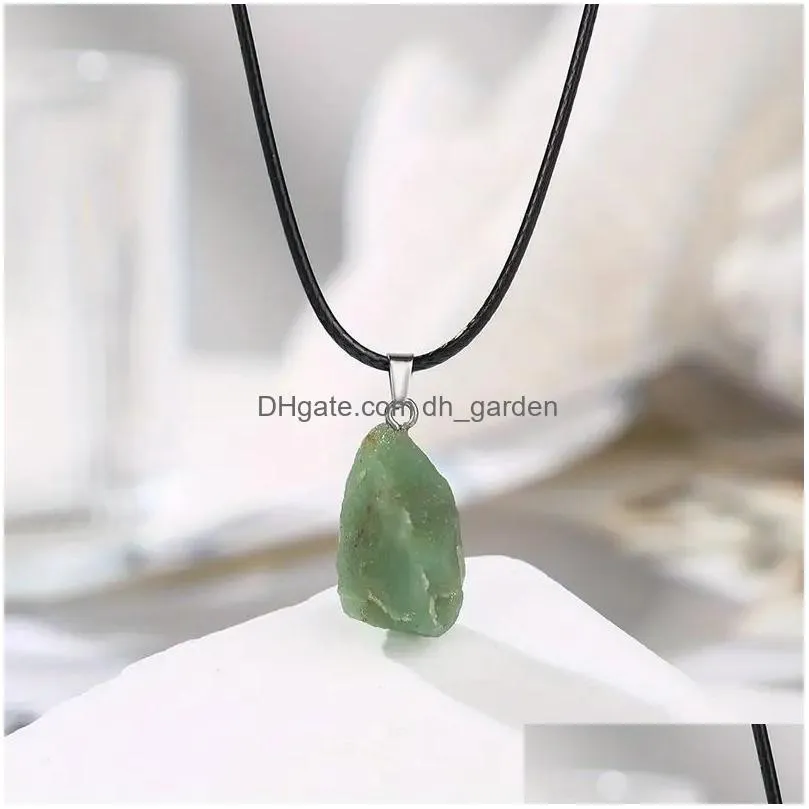 Pendant Necklaces Natural Gem Mini Rough Stone Necklace Gemstone For Women Holiday Vacation Party Gift Drop Delivery Jewelry Dhgarden Dhmso