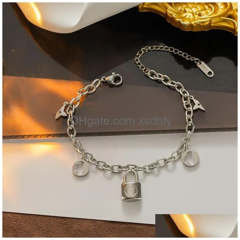 classic fashion designer 4/four leaf clover jewelry gold bangle bracelets for women chain elegant jewelery gift no