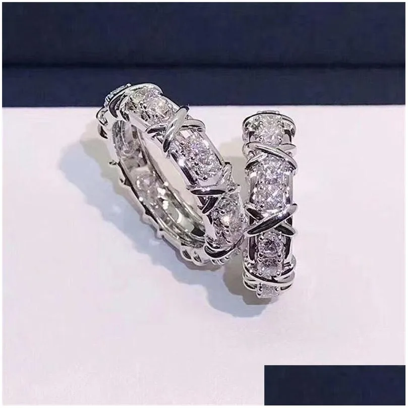 Designer ring luxury women designer wire crossover ring sliver fashion classic jewelry Couple styles Anniversary gift Wedding Lovers Gifts with diamonds