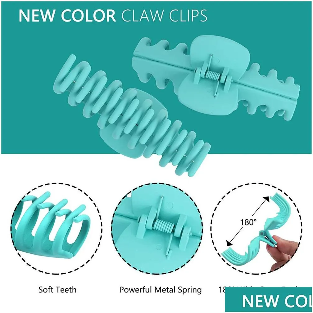 12 Pieces Large Matte Hair Claw Clips - 4.3 Inch Nonslip Big Nonslip Clamps Perfect Jaw for Women Thinner Styling Care Tools