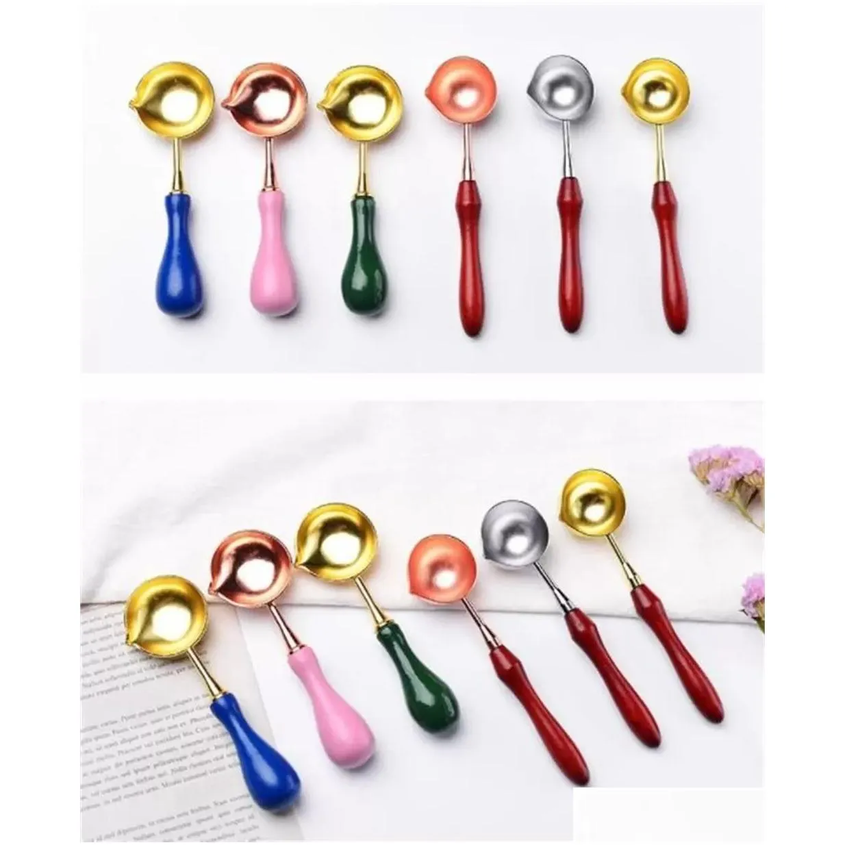 Spoons Sealing Wax Spoon Seal Stamp Metal Melting Wooden Handle Diy Craft Supplies Kitchen Drop Delivery Home Garden Kitchen, Dining B Dhzjz