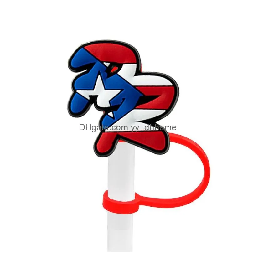 puerto rico style straw cover topper silicone accessories cover charms reusable splash proof drinking dust plug decorative diy your own 8mm