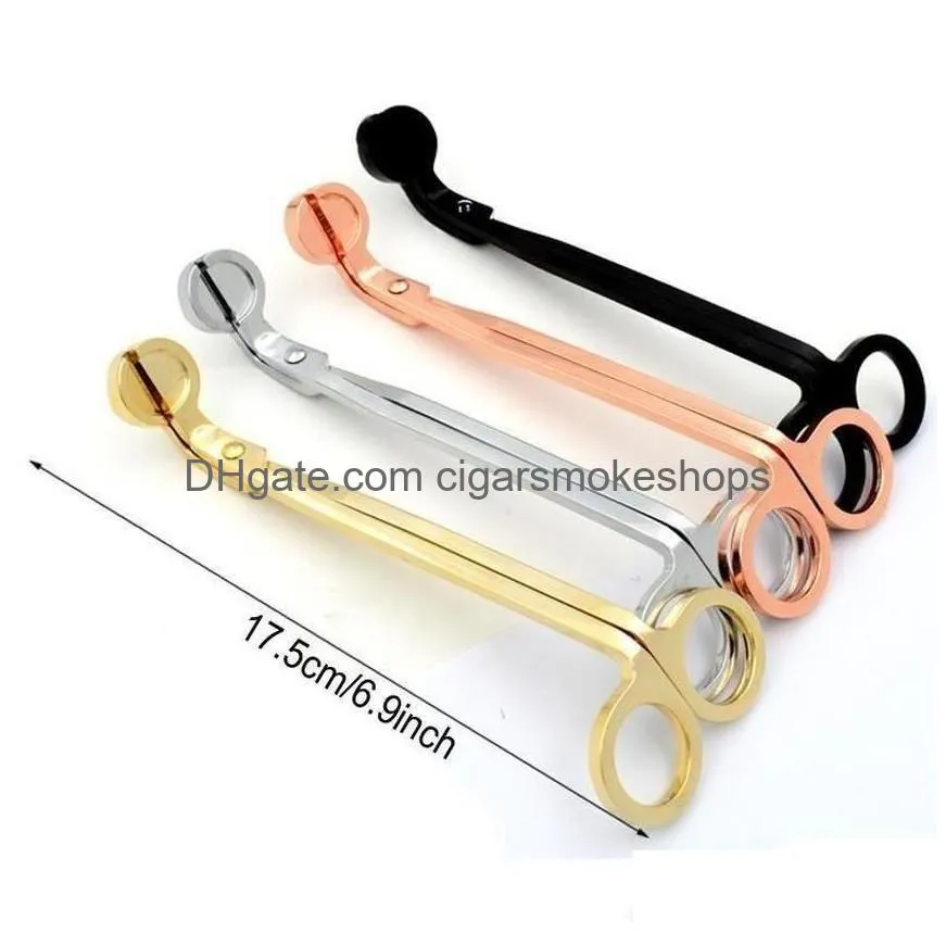 Scissors Stainless Steel Snuffers Candle Wick Trimmer Rose Gold Cutter Oil Lamp Trim Scissor Christmas Drop Delivery Dhmne