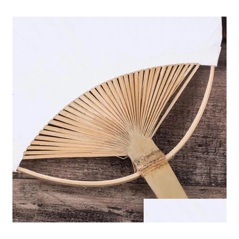 Party Favor Pcs Hand Fans With Bamboo Frame And Handle Wedding Favors Gifts Paddle Paper Fan Spanish Drop Delivery Home Garden Festive Dh5Ij