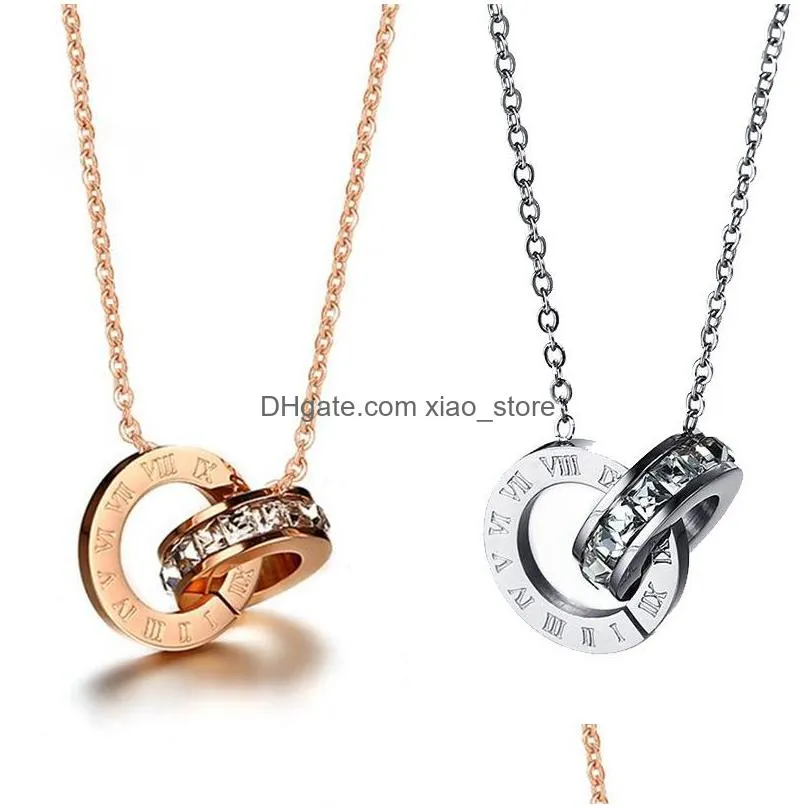 18k rose gold stainless steel rome pendant necklace jewelry for women fashion short chain choker necklace