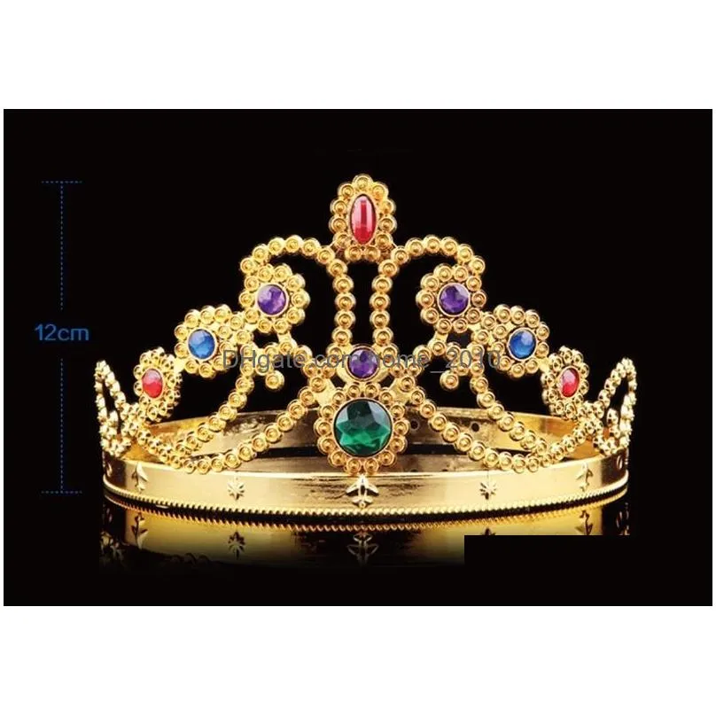 kids king queen princess tiara crystal crown hairband headwear for children day girls boys christmas party supplies c5668322183
