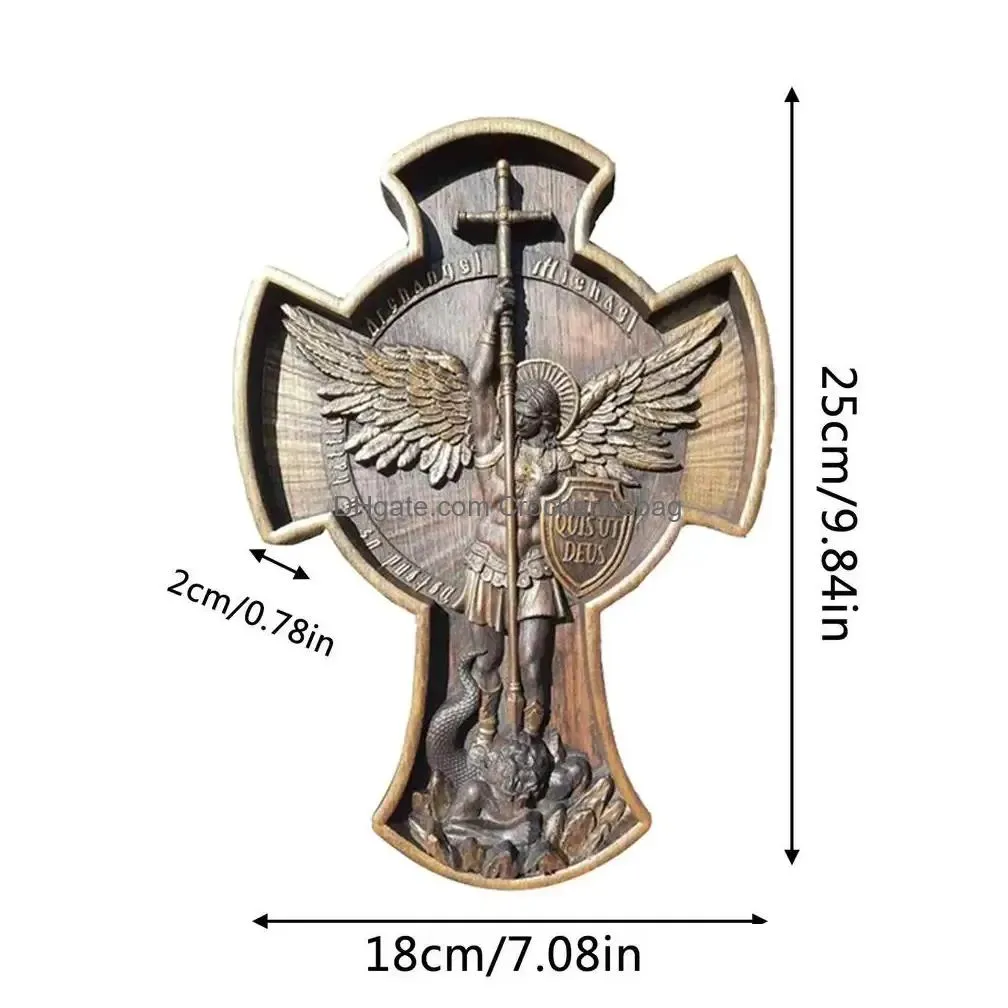 Novelty Items Scptures Angel Statue Creative Scpture Decoration Protector Saint Michael Archangel Figurines Desktop Gifts For Yard Hom Dhuv5