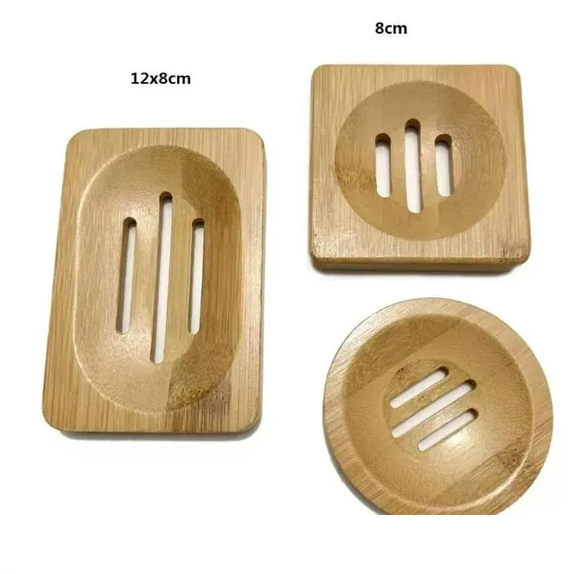 Soap Dishes Styles Natural Bamboo Tray Holder Storage Rack Plate Box Container Portable Bathroom Soaps Dish Drop Delivery Home Garden Dhimx