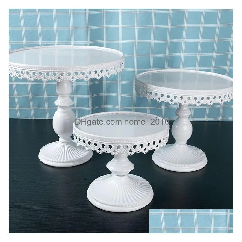 supplies 3set wedding cake stand white round antique cupcake plate stands metal iron pastry dessert tray display for party cake holder