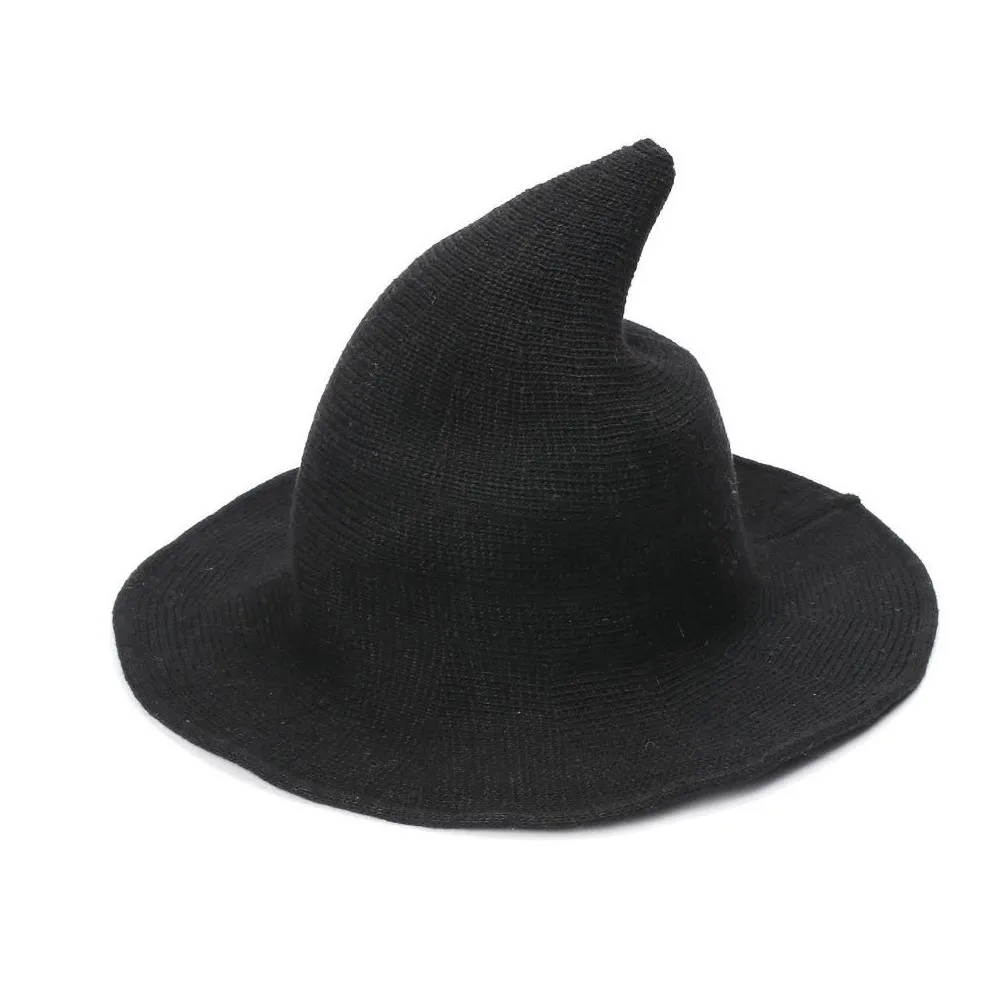 Party Hats Halloween Witch Diversified Along The Sheep Wool Cap Knitting Fisherman Hat Female Fashion Pointed Basin Bucket Fy4892 Drop Dhnco