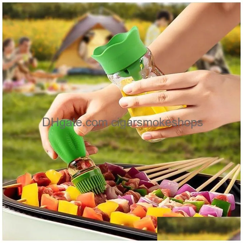 Cooking Utensils Oil Bottle With Sile Brush Spray Baking Barbecue Grill Dispenser Cookware Bbq Tool Kitchen Accessories Drop Delivery Dhgbi