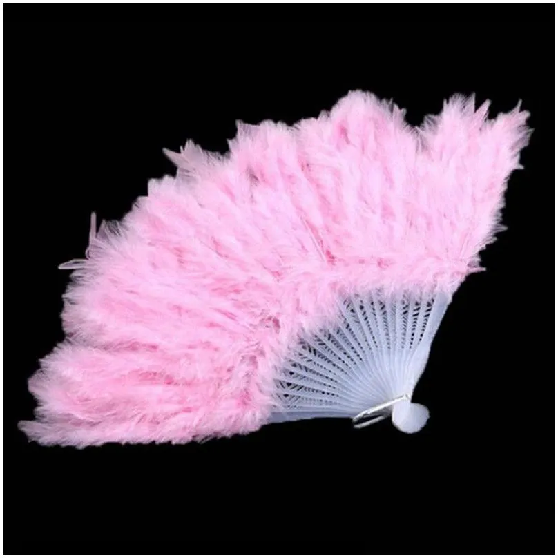 Party Favor Folding Feather Fan Colors Hand Held Vintage Chinese Style Dance Wedding Craft Fansgc A Drop Delivery Dh90C