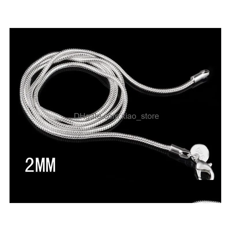 2mm 925 sterling silver snake chain necklace 16 18 20 22 24 inch chains designer sailormoon goth sister whale necklace jewelry wholesale factory